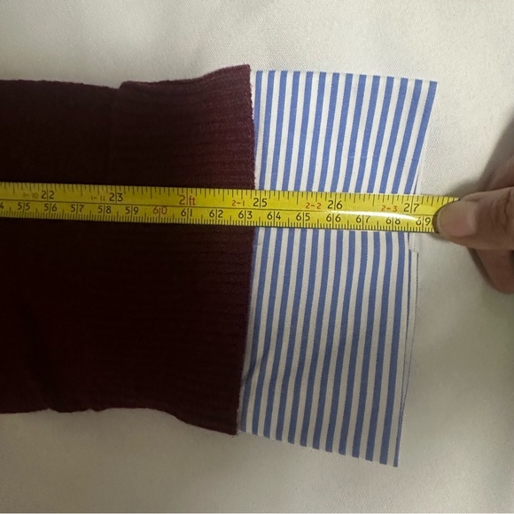 Croft & Barrow Burgundy Sweater with Blue Striped Hem - Picture 15 of 16